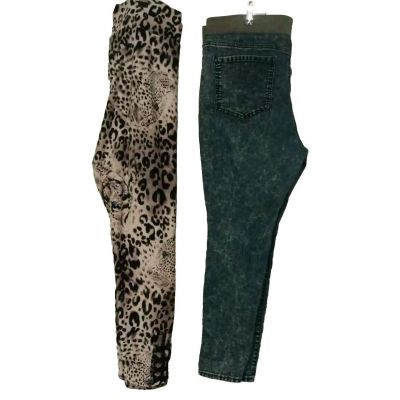 Lot2 Wmns No boundaries Leapord Face Leggings.&Jean Like Jeggings Both XL